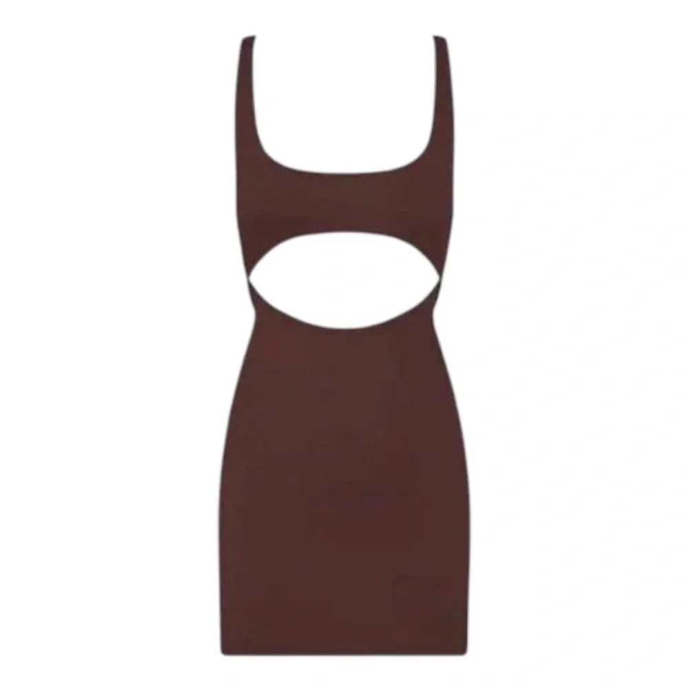 NWT SKIMS Recycled Swim Cut Out Tank Dress Cocoa XL